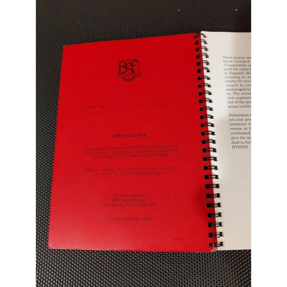 BSF International Leader's Hymnal 2002 Wire Spiral Bound EUC